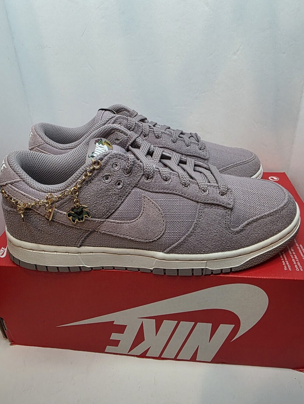 Womens Nike Dunk Low FlowersLt Violet Ore Sail-Metallic Gold IQ0386-226. 9.5W/8M